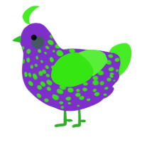 A grass and amethyst chicken with a speckle pattern