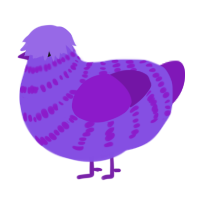 Bawkiolet, a blurple and violet chicken with a bar pattern