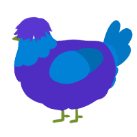 (unnamed), a indigo and sapphire chicken with a head pattern