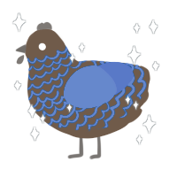 Moro, a bark and ultramarine chicken with a lace pattern