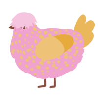 msg 2 have 4 free, a pink and honey chicken with a speckle pattern