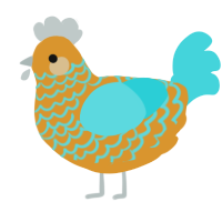 Our Lady Peeps, a orange and aqua chicken with a lace pattern