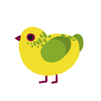 38300, a yellow and chartreuse chicken with a neck-speckle pattern