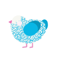 Ceres, a white and cerulean chicken with a double-lace pattern