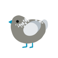 Rebel, a ash and mist chicken with a neck-speckle pattern