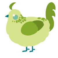 Dewdrop, a lemon and chartreuse chicken with a neck-speckle pattern
