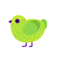 Glorp, a lime and grass chicken with a lace pattern