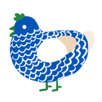 (unnamed), a ultramarine and cream chicken with a lace pattern