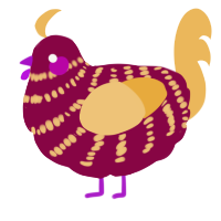 Floral, a maroon and honey chicken with a bar pattern