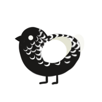 Nighttime, a sable and white chicken with a half-lace pattern