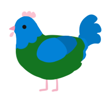 Gaia, a leaf and sapphire chicken with a head pattern