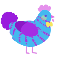 déjà vu, a sky and violet chicken with a bar pattern