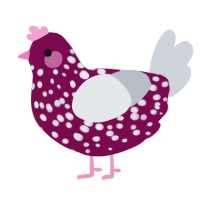 Dearly Beloved, a wine and mist chicken with a speckle pattern