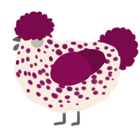 Dearly Departed, a cream and wine chicken with a speckle pattern