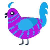 Neon Sign, a amethyst and sky chicken with a bar pattern