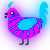 A amethyst and sky chicken with a bar pattern