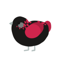 (unnamed), a sable and crimson chicken with a neck-speckle pattern