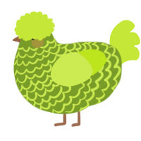 Sludge, a chartreuse and lime chicken with a lace pattern