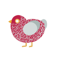 (unnamed), a crimson and silver chicken with a double-lace pattern