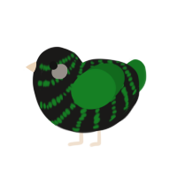tarnation, a sable and leaf chicken with a bar pattern