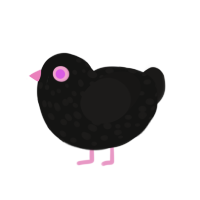 Merle, a black and sable chicken with a speckle pattern