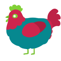(unnamed), a teal and crimson chicken with a head pattern