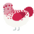 A white and crimson chicken with a half-lace pattern