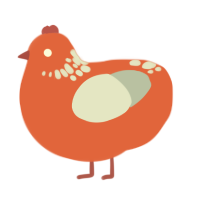 Wrim Wram Wrom, a vermilion and silver chicken with a neck-speckle pattern