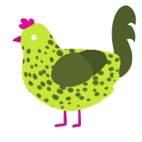 MELON, a lime and olive chicken with a speckle pattern