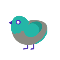 Blue Miku, a ash and turquoise chicken with a head pattern