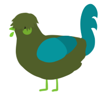 Raddie, a olive and teal chicken