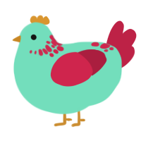 (unnamed), a mint and crimson chicken with a neck-speckle pattern