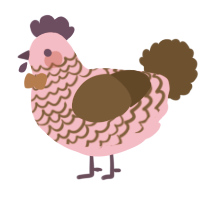 A pink and bark chicken with a lace pattern
