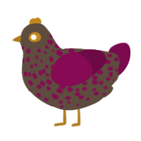 A bark and wine chicken with a speckle pattern
