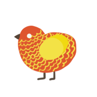 (unnamed), a vermilion and yellow chicken with a lace pattern