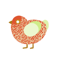 (unnamed), a vermilion and apple chicken with a double-lace pattern