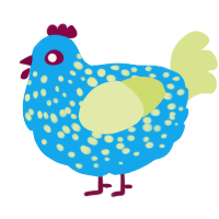 TakeMySwimmers, a sky and lemon chicken with a speckle pattern