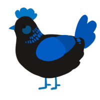 False Blue, a sable and ultramarine chicken with a neck-band pattern