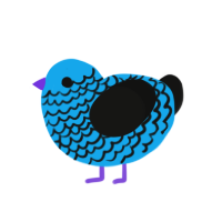 Mona, a sky and black chicken with a lace pattern