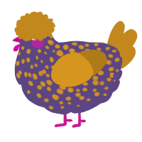 Rhone, a overcast and ochre chicken with a speckle pattern