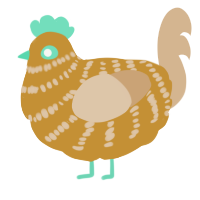 (unnamed), a gold and beige chicken with a bar pattern
