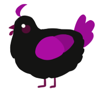 Rhino, a black and plum chicken