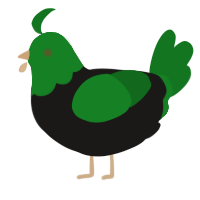 billie joe, a sable and leaf chicken with a head pattern