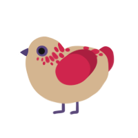 cherry cheesecake, a beige and crimson chicken with a neck-speckle pattern