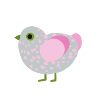 Clucklisa, a silver and pink chicken with a speckle pattern