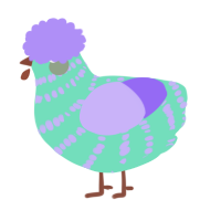 A mint and lilac chicken with a bar pattern
