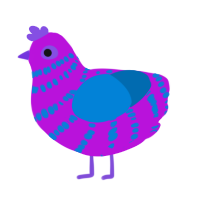 radioactive, a amethyst and sapphire chicken with a bar pattern