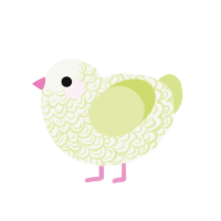 Mona, a white and lemon chicken with a double-lace pattern