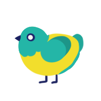 (unnamed), a yellow and turquoise chicken with a head pattern