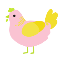 Teep, a rose and yellow chicken with a neck-band pattern